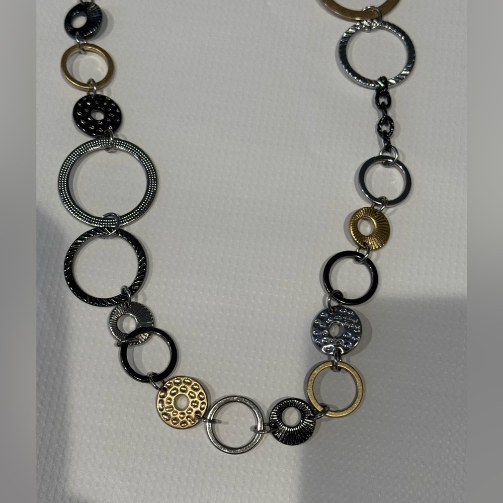 Lia Sophia Silver and Gold Circle long Necklace